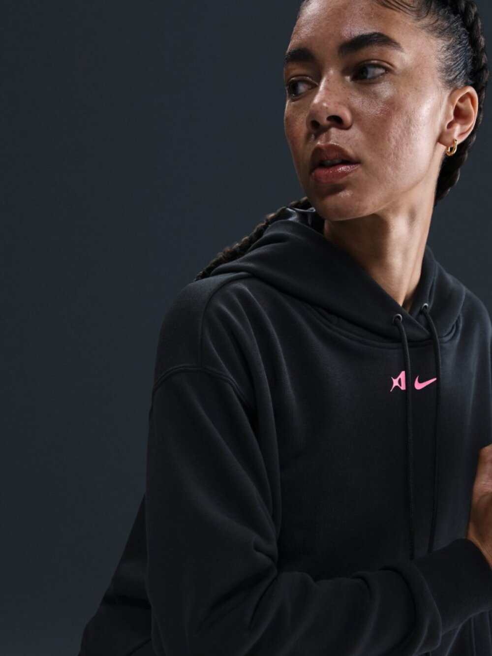 Sudadera De Básquetbol Con Gorro Oversized Cropped Para Mujer a'ja Wilson - Negr - Picture 3 of 4